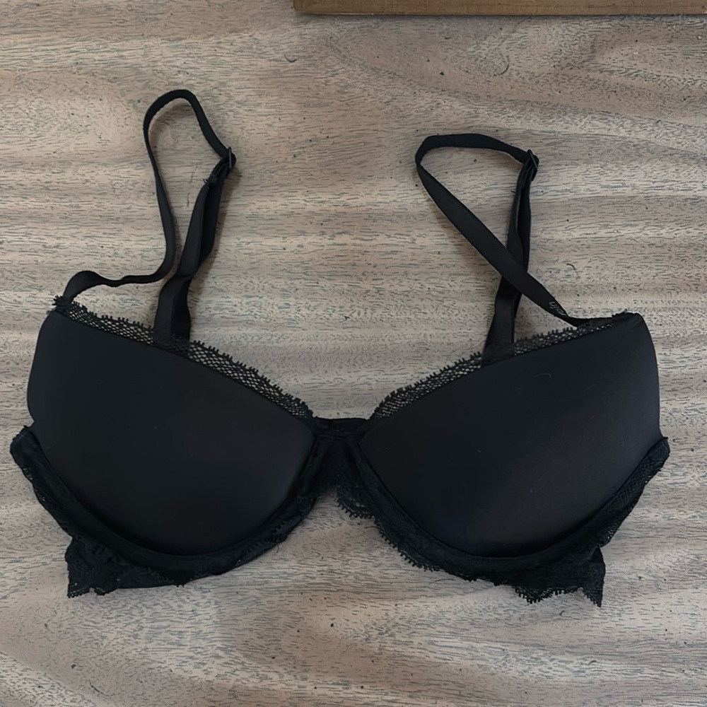 Black lace push up bra